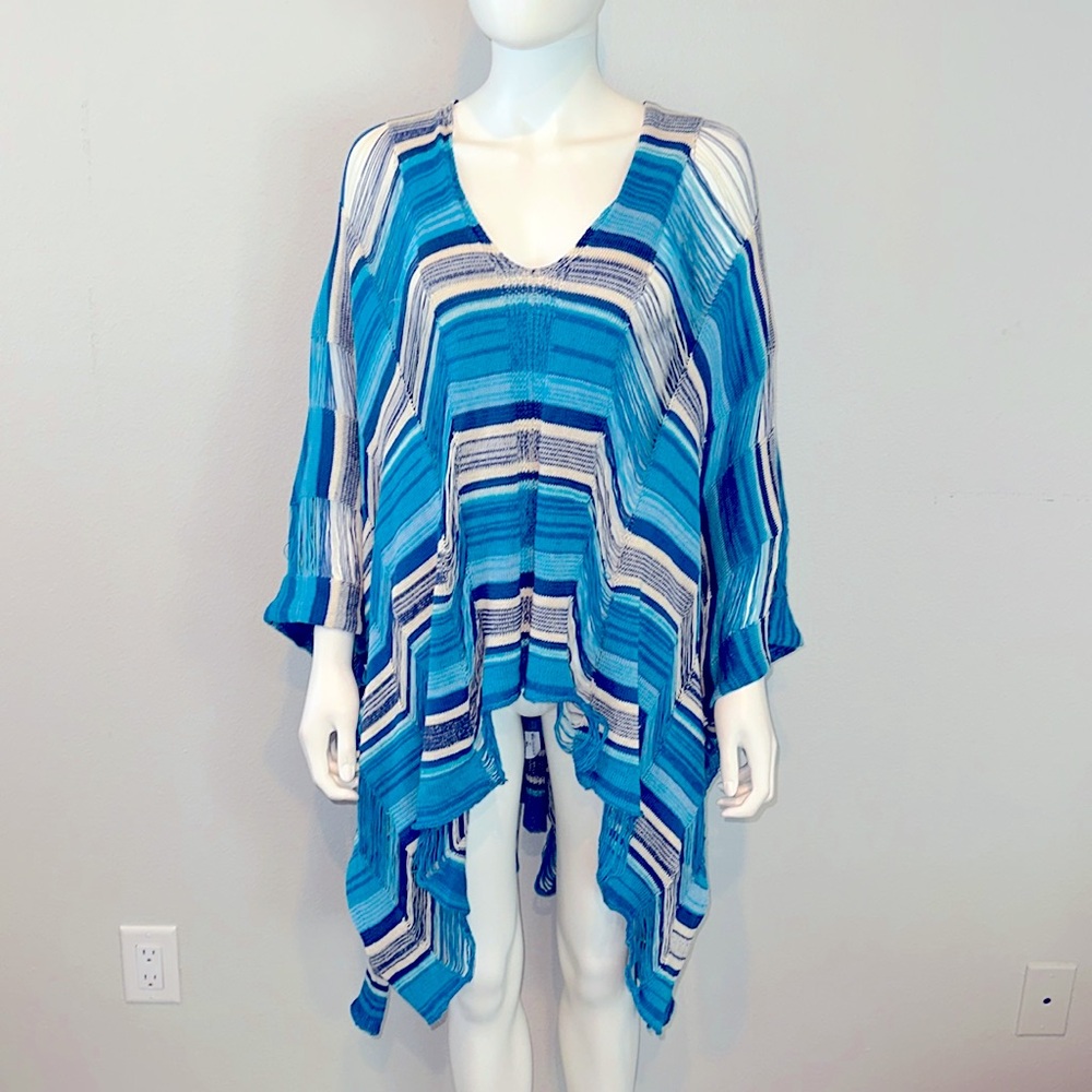 GODDIS *Waverly* distressed coverup poncho tunic mini dress in Sailor M/L